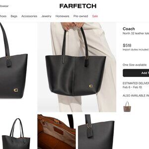 Coach North Tote 32 black NEW never worn